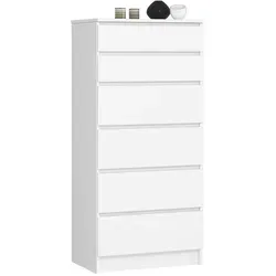 Raumhirsch Kommode Weiß, Hochkommode mit 6 Schubladen - Stilvolle Hochkommode mit 6 Schubladen für effiziente Raumnutzung. Ideal für schmale Nischen, bietet sie maximalen Stauraum auf minimaler Fläche und besticht durch ihr modernes Design.