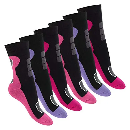 Footstar Damen Wintersocken (6 Paar) - Warme Thermo Socken für kalte Tage - Sportsocken für Damen im 6er Pack mit Thermo-Effekt, ideal für den Outdoor-Einsatz und Ski-Urlaub. Ergonomische Schutzzonen und rutschfester Sitz sorgen für Komfort bei kalten Temperaturen.