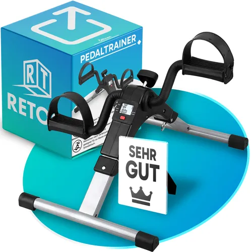 Retoo Pedaltrainer Mini Heimtrainer für Senioren – Kompakter Arm- & Beintrainer mit LCD-Display