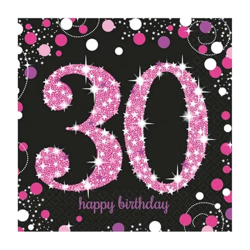 Pink Sparkling Celebration 60th Luncheon Napkins 33cm /16
