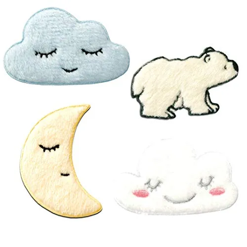Catch the Patch Plüsch Set 4 Stück - (Größe: verschiedene Größen) – Aufbügler & Applikationen in verschiedenen Größen – Ideal für Kleidung, Schulranzen, Jeans & Rucksäcke