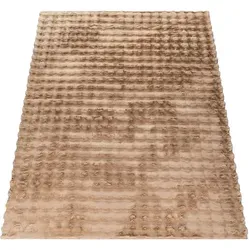 Paco Home Hochflor Wohnzimmer Teppich 200x280 cm Beige - Teppich für Wohnzimmer und Flur, 100% Polyester, schadstoffgeprüft, pflegeleicht und fußbodenheizung geeignet. Schaffen Sie eine Wohlfühl-Oase mit modernem geometrischem Design.