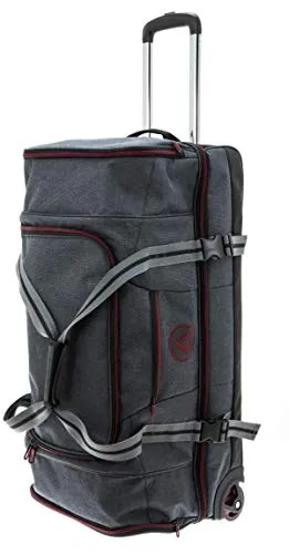 Trolley Reisetasche Groß Doppelboden Tasche 90 Liter Travel Bag Grau Rot Bowatex