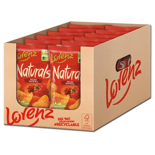  Lorenz Naturals Paprika Chips, 12 Beutel je 95g 17,00€/1kg von Naturals