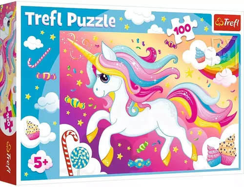 Trefl 16386 Puzzle - Schönes Einhorn, 100 Teile für Kinder ab 5 Jahren, fördert Neugier und Vorstellungskraft mit leuchtenden Farben