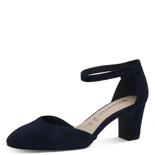 Tamaris Damen Pumps Vegan Elegant blau, EU 39 - Damen-Pumps mit TOUCH-IT Funktion für optimalen Tragekomfort und weiche Decksohle. Stilvoller Blockabsatz kombiniert modisches Design mit stabilem Halt.