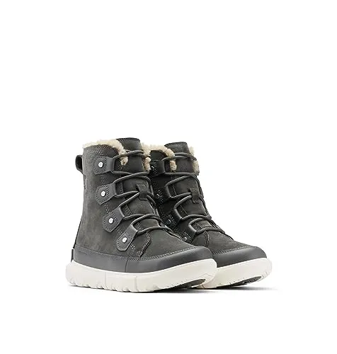 Sorel Explorer II Joan WP - Wasserdichte Winterstiefel für Damen, Grau (Grill x Fawn) - Wanderschuhe mit robustem Synthetik-Obermaterial und Gummi-Verschluss, ideal für nasse und kalte Bedingungen, Größe 37 EU.