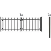 ALBERTS Doppeltor-Set Chaussee 100 cm - Anthrazit - Doppelflügeltore mit eleganter Kunststoffbeschichtung, robust und wetterfest. Ideal zur Ergänzung mit weiteren Zaunsets für einen individuellen Zaun.