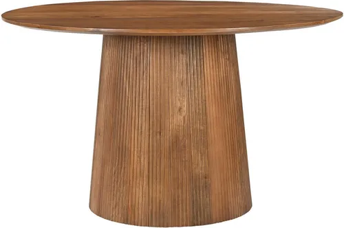 SIT Esstisch MANGO NATURAL mit rundem Sockelfuß - Esstisch aus massivem Mango-Holz, rundes Design mit elegantem Lamellensockel, ideal für gemütliche Esszimmer und gesellige Abende.