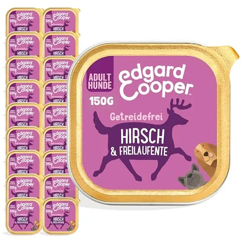 Edgard & Cooper Nassfutter für Hunde, (Wild & Ente, 150g x 11), Getreidefrei, natürliche Zutaten und frisches Fleisch, voller essentieller Aminosäuren