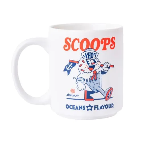 Grupo Erik Tasse Kaffeetasse Stranger Things Scoops Ahoy Kaffeebecher - Teetasse Größe 10 cm x 8 cm - Fassungsvermögen 350 ml - Offizieller Stranger Things Merch Weiß