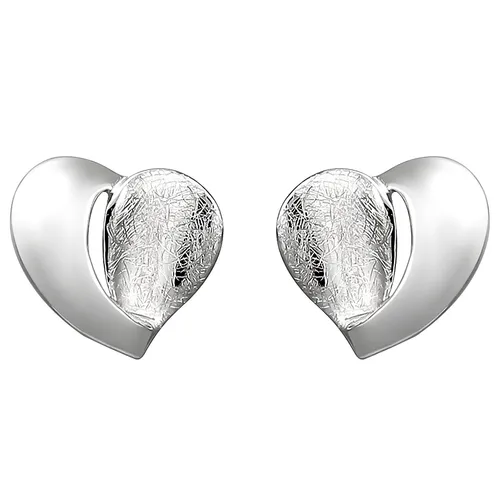 JOBO Ohrstecker Herz 925 Sterling Silber eismatt Ohrringe Silberohrringe