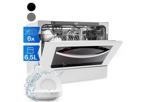 Klarstein Mini-Geschirrspüler für 6 Gedecke - Kompakter Tisch-Geschirrspüler mit 7 Spülprogrammen und integrierter UV-Lampe für extra Sauberkeit, ideal für Zuhause, Büro oder Camping.