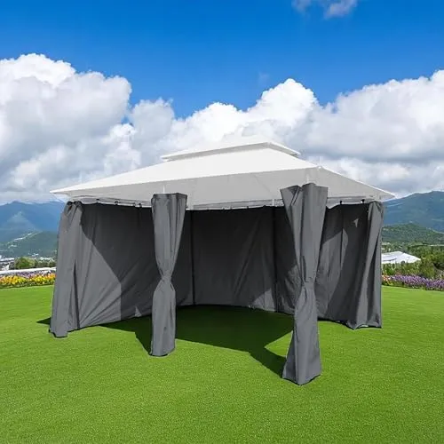 Pavillon Seitenteil anthrazit mit Reißverschluss - 2er Set für 3x4 m - Pavillons: Wasserabweisende Seitenwände mit Reißverschluss für idealen Schutz bei Gartenpartys. Passend für die meisten 3x4 m Pavillons, inklusive Einhänge-Laschen für einfache Montage.