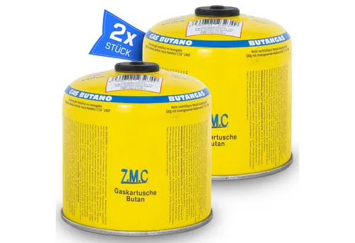 ZMC Gaskartusche Universal Camping Propan Butan Gas 500g Schraubventil Gaskartusche, Zubehör für Butangas Druckgasdose Gaskocher / Gaslötgeräte / Abflammgeräte Eurogewinde, 2 St., Schraubventil Gaskartuschen 990ml Ventilkartusche Gewindeanschluß