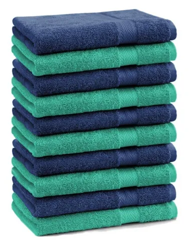 Betz Seiftuch 10 Stück Seiftücher Premium 100% Baumwolle smaragdgrün/dunkelblau