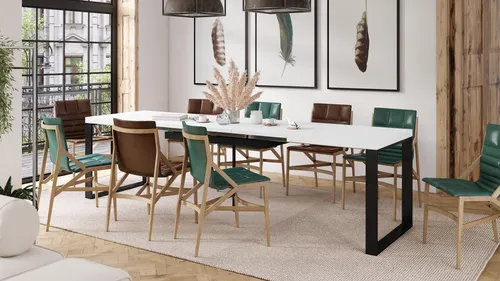 Design Esstisch Avari XXL ausziehbar 120 bis 270 cm - Weiß - Stylischer, ausziehbarer Esstisch für bis zu 10 Personen. Ideal für gesellige Abende und besondere Anlässe. Maße: 120-270 cm x 80 cm, Höhe 76 cm. Ein zeitloses Design, das in jedem Raum Akzente setzt.