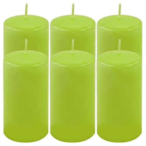 Stumpenkerze Höhe 11,5 cm Ø 6 cm lange Brenndauer Rund-Kerze Säulenkerzen Kerzen-Deko Tafelkerzen Weihnachts-Kerzen Hochzeit (hell-grün, 6)