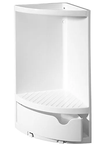 ESH esh90602 Eck-Wandregal für Badezimmer-Armaturen, Kunststoff, 17,3 x 17,3 x 37,5 cm, weiß