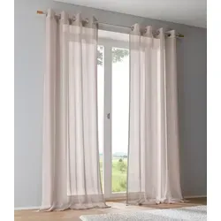 Kutti Vorhang Vinola - Halbtransparente Ösengardine in Beige - Moderne Gardine mit Netzstruktur und leicht glänzender Optik, ideal für stilvolle Fensterdekoration. Pflegeleicht und formbeständig aus 100% Polyester.