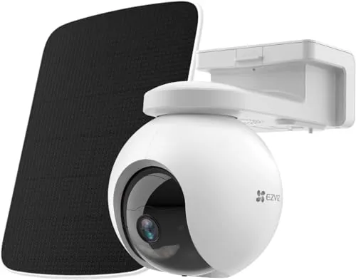 EZVIZ Solar Überwachungskamera Aussen Akku, 360° PTZ WLAN Kamera mit 10400mAh Akku, Standalone, AI Personenerkennung, Automatische Verfolgung, 2K Farbnachtsicht, Zwei-Wege-Audio, CB8 mit 4W Solarpanel