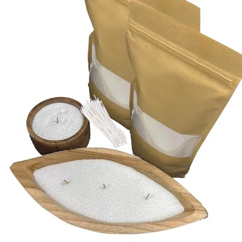 WonderWax Pflanzlicher Kerzensand 2 x 500 g (1 kg) mit 20 Dochten a 5 cm