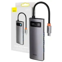 Adapter 5in1 Hub USB-C to 3x USB 3.0 + HDMI + USB-C PD USB-Hubs - USB 3.0 - 5 - Grau