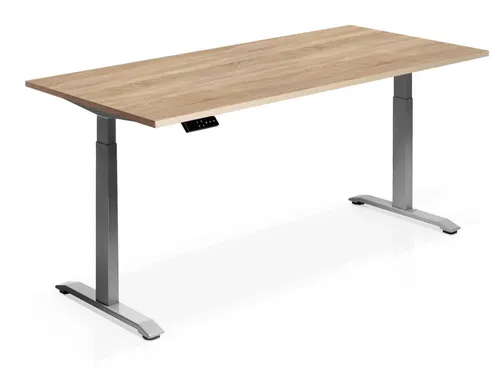 Moebel-Eins PRONTO elektrisch höhenverstellbarer Schreibtisch - Moderner Stehtisch aus Dekorspanplatte mit pulverbeschichtetem Stahlgestell, ideal für flexibles Arbeiten. Lieferung zerlegt, inklusive Motor und Steuerung für einfache Höhenanpassung.