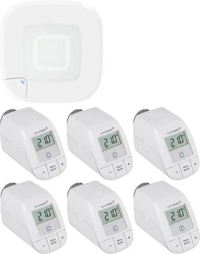 Homematic IP 161314A0+6x153412A2 Smart-Home Starter-Set - Intelligentes Smart-Home Starter-Set mit sicherer App-Steuerung und einfacher Installation. Ideal für den Einstieg ins vernetzte Zuhause.