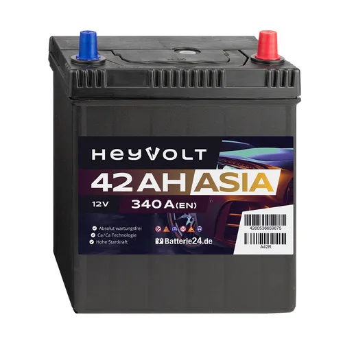 Autobatterie 12V 42Ah HeyVolt ASIA A42R Starterbatterie 340A 540126033