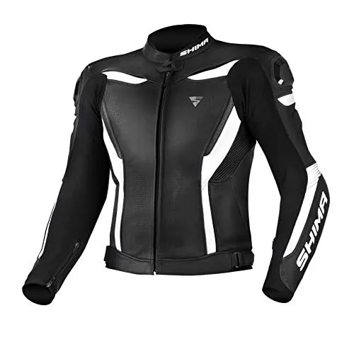 SHIMA Motorradjacke Chase - Bunte Lederjacke für Biker in Schwarz/Weiß, Größe 54 - Motorradjacke aus 100% Rindsleder, bietet optimalen Schutz und Komfort für leidenschaftliche Fahrer, ideal für jede Fahrt.