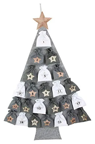 Adventskalender XL Glitzer Sterne Deko Tanne aus Filz