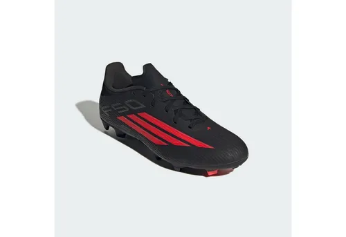 adidas F50 League Fußballschuhe für feste und vielseitige Böden, Schwarz/Rot, 40 2/3 EU - Leichtgewichtige Fußballschuhe mit regulärer Passform, ideal für optimale Ballkontrolle und Komfort auf dem Platz.