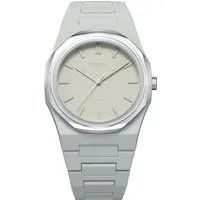 D1 Milano Quarzuhr Unisex – Klassische Analog-Uhr - Elegante Quarzuhr mit Saphirglas und robustem Polycarbonat-Gehäuse. Wasserdicht bis 5 bar, ideal für den täglichen Gebrauch. Stilvolles Design in Beige und Hellgrau.