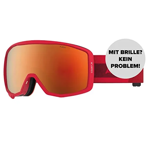 ATOMIC COUNT JR SPHERICAL Skibrille für Kinder - Rot - Skibrille für Kinder mit Live Fit Rahmen für perfekten Sitz, klare Sicht dank sphärischer Doppelscheibe und Over The Glasses-Kompatibilität für Brillenträger.