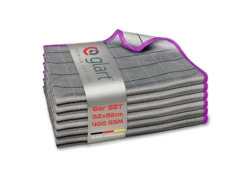 Glart 44C6P 6X Carbontücher Fensterputztücher Auto Glas fusselfrei 32x32cm Mikrofasertuch (98% PE/PA-Mehrkomponentenfaser, 2% PE, 32x32 cm)