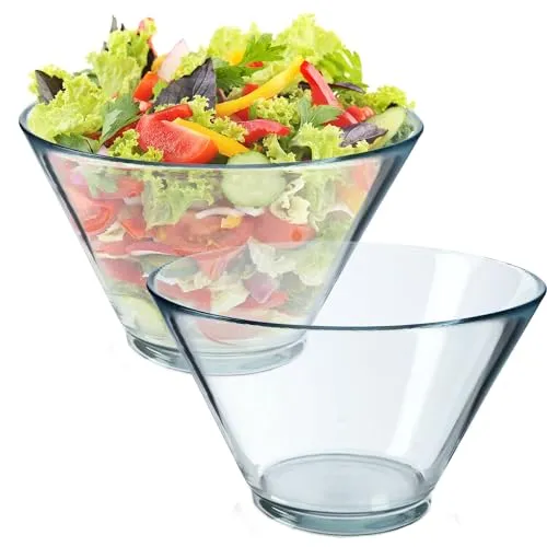 KADAX Salatschüssel, 16,6cm Schüssel aus Bleifreiem Glas, Spülmaschinenfeste Salatschale, Recyclebare Glasschale zum Servieren von Salat, Chips, Popcorn oder Kekse (2 x 17cm)