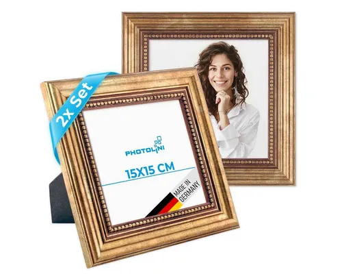 PHOTOLINI Bilderrahmen 2er Set Massivholz-Rahmen im edlen Barock-Design