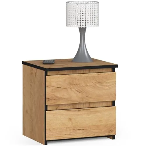 AKORD Kommode Set 2 Schubladen - Vielseitiger Mehrzweckschrank für Home Office - Nachttische im modernen Design mit 2 praktischen Schubladen, ideal für kleine Räume. Stabil und pflegeleicht, perfekt für Schlafzimmer und Home Office.