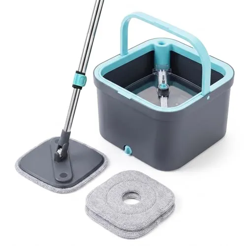 Wischmopp Eimer mit Auswringer-Set – Flacher Bodenwischer für jede Oberfläche