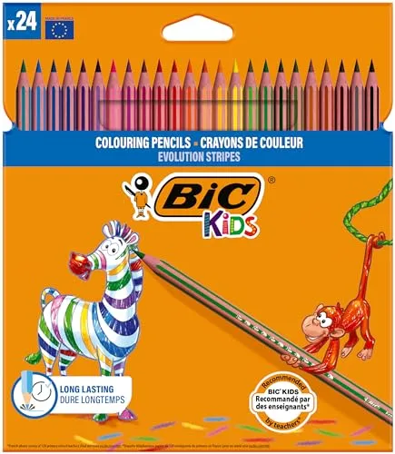 BIC Kids Evolution Stripes Buntstifte - mehrfarbig, 24 Stück