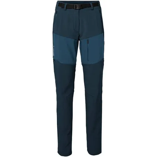 Vaude Women's Elope Zip-Off Pants - Sportliche Zip-Off-Hose in Dark Sea - Wanderhose Gr. 42 - Regular, ideal für Trekking und Reisen. Mit Stretch und DWR-Imprägnierung für optimalen Komfort und Wetterschutz.