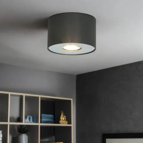 Licht-Erlebnisse Deckenleuchte POINT, ohne Leuchtmittel, Aufputz Spot Ø 13 cm H: 8,5 cm rund GU10 klein Grau