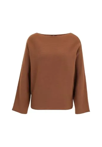 zero Damen Strickpullover mit U-Bootausschnitt 36, Bright Tobacco