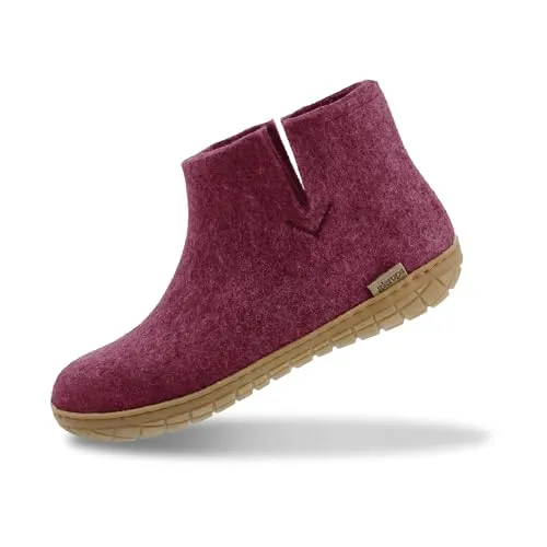 GLERUPS Hausschuhe für Damen und Herren (Cranberry) - Bequeme Indoor und Outdoor Slipper-Stiefel aus 100% Naturwolle, die optimalen Komfort bieten und Füße warm und trocken halten.