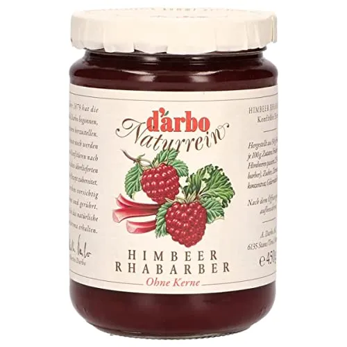 D'Arbo Naturrein Konfitüre Himbeer-Rhabarber 450 g