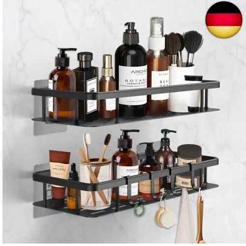 Withosent Duschablage Ohne Bohren, 2 Stück Duschregal Schwarz Aluminium,