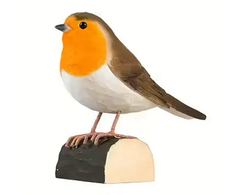 Wildlife Garden Tierfigur Rotkehlchen - Dekofiguren aus handgeschnitztem Holz, liebevoll mit umweltfreundlichen Farben bemalt – ein charmantes Highlight für Ihren Garten oder Wohnraum.