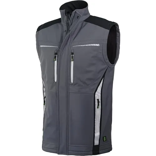 Leibwächter Flex-Line Softshell Bodywarmer Arbeitsweste Herren grau-schwarz Gr. S, Funktionsweste für Handwerk & Industrie, Weste mit wärmender Isolierung, wetterfeste Arbeitsbekleidung