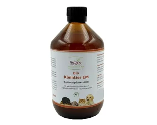 Bio Kleintier EM - Ergänzungsfuttermittel 500ml Glasflasche effektive Mikroorganismen für Hunde, Katzen, Hamster und Co. fermentierter Kräuterauszug